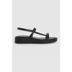 Sandale din piele cu velcro - Negru imagine