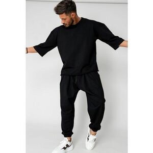 Set Flex Tricou Oversized si pantalon Baggy Black 15397 - Negru imagine