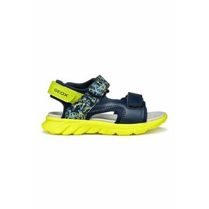 Sandale cu velcro de piele ecologica - Verde lime/Bleumarin imagine
