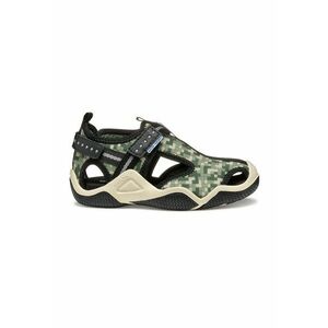 Sandale cu velcro si garnituri textile - Alb/Verde masliniu imagine
