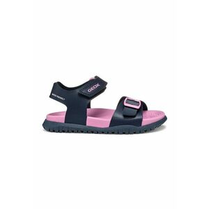 Sandale de piele ecologica cu velcro - Albastru ultramarin/Roz imagine