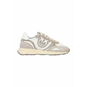 Pantofi sport de piele si piele intoarsa - Alb/Maro taupe deschis imagine
