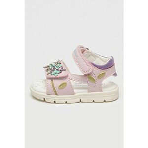 Sandale cu velcro si aplicatie florala - Violet/Roz pastel/Alb murdar imagine