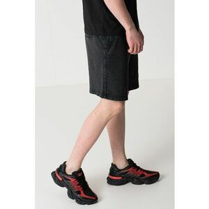 Pantaloni scurti cu snur de ajustare si model uni - Negru stins imagine