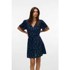 Rochie mini cu decolteu in V - Alb/Bleumarin imagine