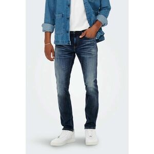 Blugi regular fit cu detalii cu aspect decolorat - Albastru inchis imagine
