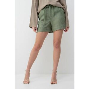Pantaloni scurti cu talie inalta din amestec de in - Verde sparanghel imagine