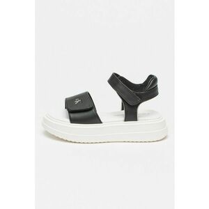 Sandale din piele ecologica cu inchidere velcro si platforma - Negru imagine