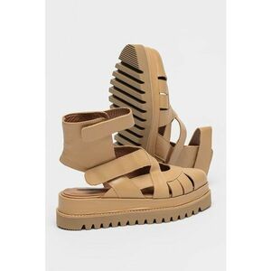 Sandale flatform de piele - Bej imagine