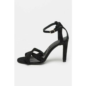 Sandale cu frunza decorativa si toc clasic - Negru stins imagine