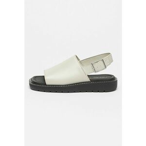 Sandale slingback cu garnituri din piele - Grej imagine