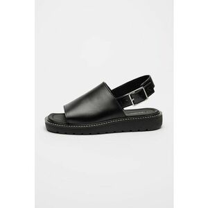 Sandale slingback cu garnituri din piele - Negru imagine