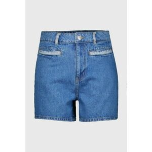 Blugi scurti cu garnituri contrastante - Albastru petrol imagine