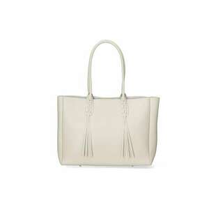 Set de geanta din piele cu bareta de umar si etui - Bej deschis imagine