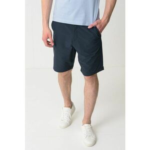 Pantaloni scurti cu model uni si buzunare laterale - Bleumarin imagine
