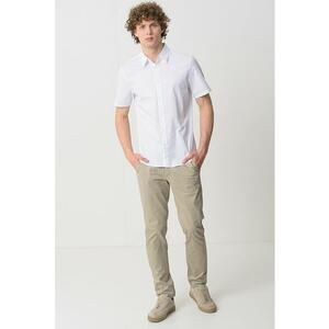 Camasa slim fit cu maneci scurte - Alb optic imagine