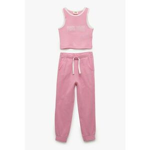 Set de top si pantaloni jogger cu imprimeu - Roz pastel imagine