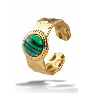 Inel cu piatra placat cu aur de 18K - Auriu/Verde aquamarin imagine