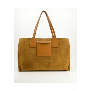 Geanta dama shopper - piele intoarsa - maro - 32x44x17cm - cu 3 buzunare interioare si 1 exterior - lungime manere 50cm imagine