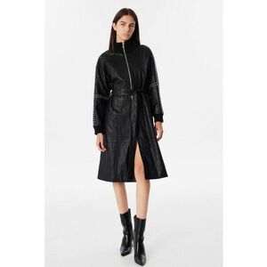 Palton din piele ecologica - Negru imagine