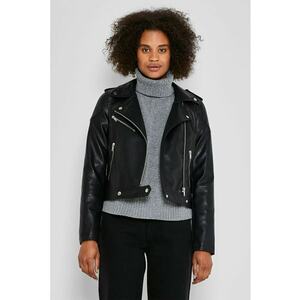 Jacheta biker slim fit din piele ecologica - Negru imagine