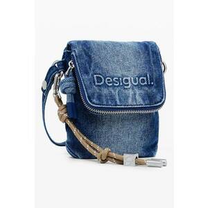 Geanta crossbody din denim cu logo - Albastru imagine