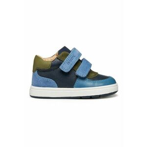 Pantofi sport mid-cut din piele cu velcro - Albastru prafuit/Bleumarin imagine