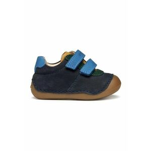 Pantofi Tutim de piele nabuc si piele intoarsa cu velcro - Bleumarin imagine