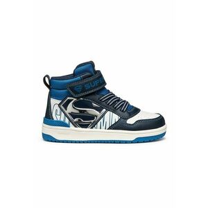 Pantofi sport cu velcro si imprimeu cu desene - Alb/Albastru imagine