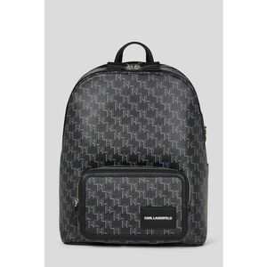 Rucsac de piele ecologica cu model monograma - Negru/Gri carbune imagine