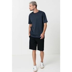 Pantaloni scurti cu banda elastica in talie si buzunare - Negru imagine