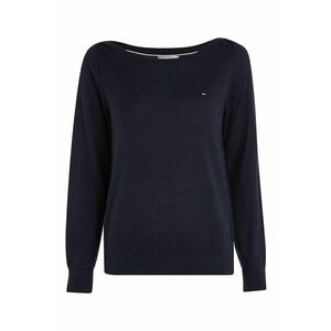 Pulover tricotat fin din amestec de bumbac organic - Bleumarin imagine