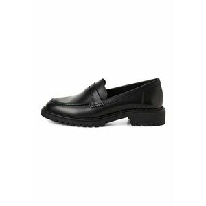 Pantofi loafer din piele cu varf rotund - Negru imagine