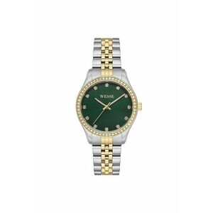 Ceas dama 34 mm - otel - rezistent la apa 5 ATM - argintiu/auriu - cadran verde imagine