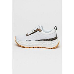 Pantofi sport wedge din material textil cu logo - Alb/Maro inchis/Bej imagine