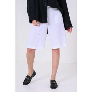 Pantaloni de in si lyocell cu buzunare - Alb imagine
