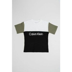 Tricou cu model colorblock si imprimeu logo - Negru stins/Alb optic imagine