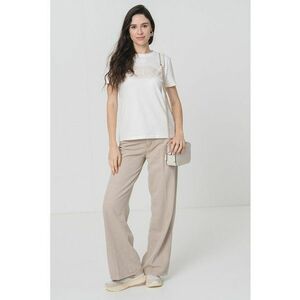 Tricou cu logo din strasuri - Alb murdar/Roz imagine