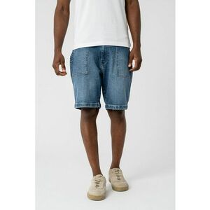 Pantaloni scurti din denim cu aspect decolorat - Albastru imagine