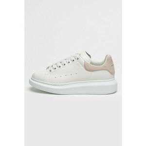 Pantofi sport wedge de piele si piele intoarsa - Alb/Roz prafuit imagine
