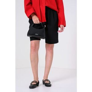 Pantaloni scurti din amestec de in cu buzunare - Negru imagine