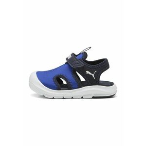 Sandale Fun Racer cu inchidere velcro si decupaje - Alb/Negru/Albastru royal imagine
