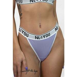 Chiloti din amestec de bumbac cu logo in talie - Alb - Lila imagine