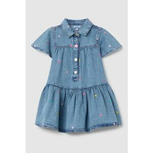Rochie cu croiala in A din chambray - Albastru prafuit imagine