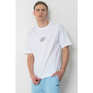 Tricou lejer de bumbac cu logo - Negru stins/Alb optic imagine