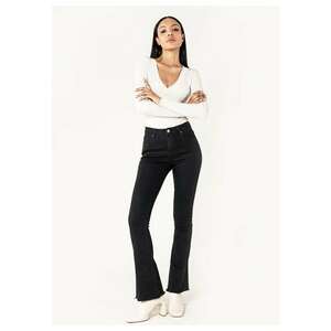 Blugi Dama Evazati BoatCut Negri P218-8A M10 17985 - Negru imagine