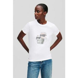 Tricou de bumbac organic cu aplicatii logo din strasuri - Negru/Alb optic imagine