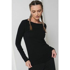 Bluza din amestec de modal cu decolteu barcuta - Negru imagine