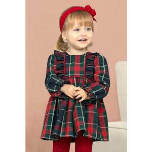 Rochie baby-doll cu model tartan - Visiniu/Negru imagine