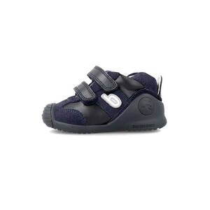 Pantofi de piele cu velcro - Albastru inchis/Albastru ultramarin imagine